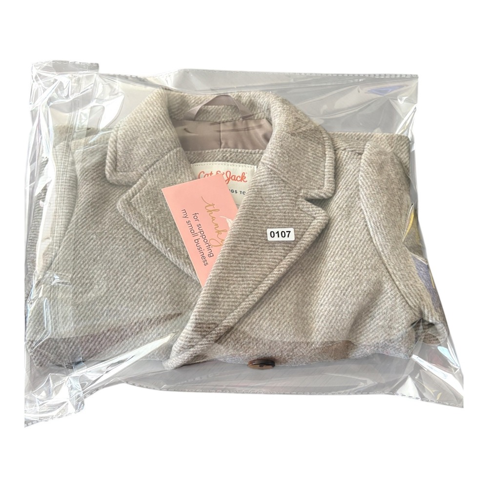 Cat & Jack Toddler Boys Gray Double Breasted Pea Coat Jacket 18M NWT - Picture 6 of 6